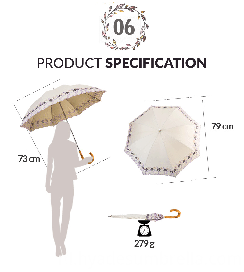 Flower Embroidery Women S Straight Paraplu Slide Parasol Spec Flower Embroidery Women S Straight Umbrella Slide Parasol Spec